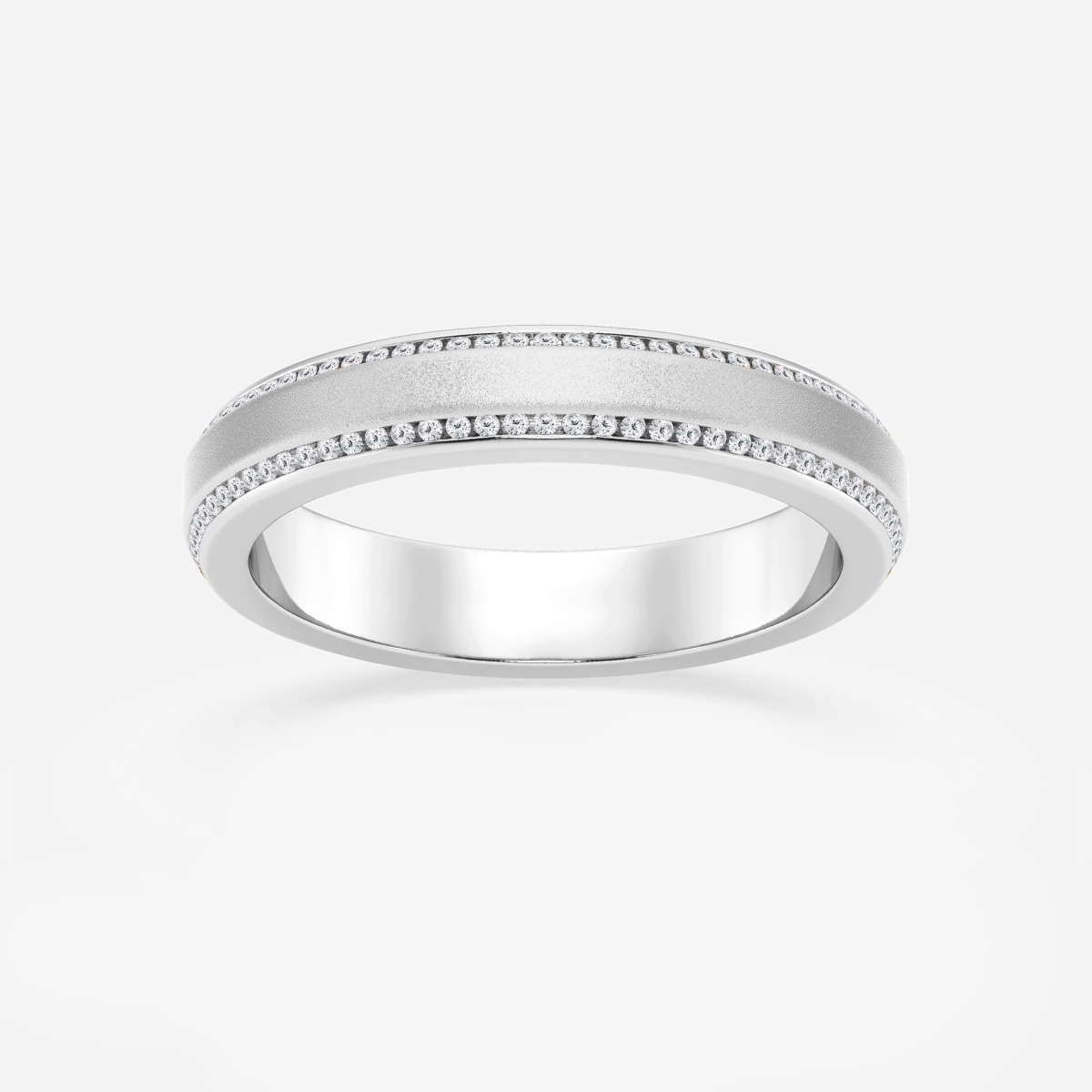 2/5 ctw Round Lab Grown Diamond 4mm Beveled Edge Sandblast Finish Eternity Band
